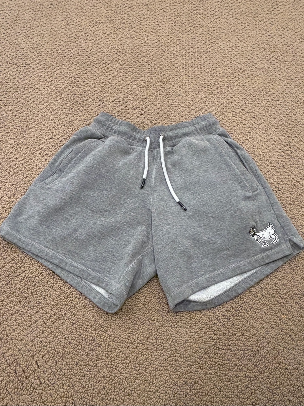 Men’s Gray Athletic Fleece Drawstring Shorts-Medium